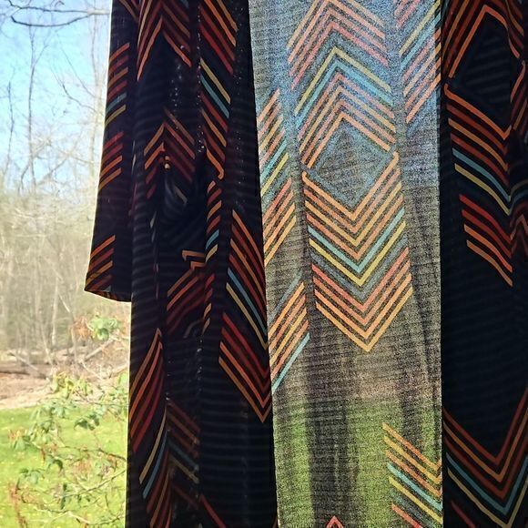LulaRoe Sarah Open Front Duster Cardigan with Colorful Chevron Stripes Sz S NWT - Picture 11 of 15